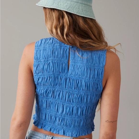 AE Cropped Smocked High-Neck Tank Top size XS - Picture 6 of 6